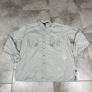 Vintage 90s Levis Silvertab Button Up Shirt Mens XL Beige Long Sleeve